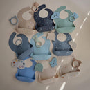 mushie Silicone Baby Bib | Adjustable Fit Waterproof Bibs (Cambridge Blue Confetti) by TinyTreasures Baby Boutique