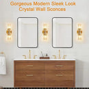 Gold Crystal Wall Sconces Set of Two, Wall Sconce Set of 2, Brass Sconces Wall Lighting with K9 Crystal Lampshade, Wall Lights for Bedroom Living Room Bathroom Hallway by CozyNest Decor