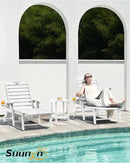 Lounge Chair Outdoor Set of 4 with Wheels, Adjustable 6-Position Chaise Lounge Outdoor, Patio Lounge Chair for Poolside Backyard, White by GreenHaven Gardens