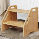 AMBIRD Wooden Step Stool, Two Step Stools Toddler 300 lbs Capacity with Safety Non-Slip Pads and Handles, Bamboo Step Stool for Bathroom, Kitchen Dual Height Step Stools for Kids (Natural) by TinyTreasures Baby Boutique