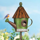BAYN 57” Bird Houses Stake for Outside, Metal Watering Can Birdhouse Garden Stake Wild Bird Feeder Pole with Welcome Sign Outdoor Decorations for Patio, Backyard, Garden by CozyNest Decor