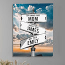 Personalized Gifts for Mom Family Names Street Custom Multi-Name Date of Birth Vintage Street Sign Happy Mothers Day Canvas Wall Art Best Christmas Gifts for Mommy from Daughter Son Children Kids