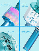 Amazmic Kids Karaoke Microphone Machine Toys for Girls Bluetooth Microphone with LED Light, Birthday Gift for Girls Boys 3 4 5 6 7 8 9 10 11 12 Year Old Kids Toys(Blue) by TinyTreasures Baby Boutique