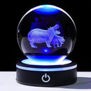 YWHL 3D Hippo Crystal Ball Figurine with LED Base Laser Hippopotamus Gifts for Women Men on Christmas Birthday Decorative Hippo Ball Glass Hippopotamus Globe Night Light for Home Decor (80mm) by GreenHaven Gardens