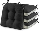 puredown® Chair Cushions for Dining Chairs, Tufted Memory Foam Chair Pads with Non-Slip Backing, Kitchen Seat Cushions with Ties, Washable Seat Pad Set of 4, 15.5" x 15.5" x 4", Black by CozyNest Decor