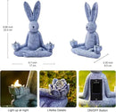 Goodeco Zen Rabbit Statue with Solar Lotus - Garden Yoga Bunny with LED Solar Lotus Lights, Sitting Meditating Buddha Rabbit Serene Resin Figurine for Patio Yard Lawn Ornaments, Home or Outside by GreenHaven Gardens