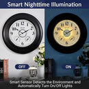 Andy Star 21 Inch Large Illuminated Outdoor Wall Clock Waterproof with Thermometer and Hygrometer, Oversized Battery Wall Clock for Patio Pool, Oil Rubbed Bronze Silent Non Ticking Clock for Garden by CozyNest Decor