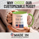 Ship Next Day Custom Mug Design Your Own Photo Text Personalized Picture Gifts for Women Men Customized Gifts Idea Personalized Coffee Mugs 15oz Light Green Handle by TinyTreasures Baby Boutique