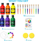 Nicpro Washable Paint for Kids, Kids Painting Set with 10 Paintbrushes, Palettes, Sponge, 6 Vibrant Colors 8.45oz, Non Toxic Washable Finger Paint for Toddlers Preschool Children Art Painting Supplies by TinyTreasures Baby Boutique