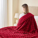 NEWCOSPLAY Faux Fur Throw Blanket Red Bubble Blanket Thick Warm Soft for Couch Sofa Bed 550GSM (Red, Throw(50"x60")) by CozyNest Decor