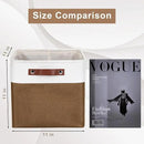 Collapsible Fabric Storage Cubes 11x11 Cube Storage Bins, 4 Pack Closet Baskets Box with Handles for Organizing, Shelf, Toys, Clothes, Home, Office, Nursery (Brown&White) by CozyNest Decor
