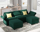 Belffin Modular Sectional Sofa with Double Chaise Velvet U Shaped Sofa Reversible Sectional Couch with Storage Green by CozyNest Decor