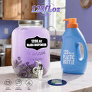 2-Pack 1 Gallon Glass Laundry Detergent Dispenser Set with Bamboo Lids and Stand - Liquid Soap and Fabric Softener Dispensers with Spigots, Cups, Labels and Mats, Laundry Room Organization and Storage by CozyNest Decor
