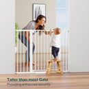 Cumbor 36" Extra Tall Baby Gate for Stairs, 29.7-48" Wide Dog Gates for Doorways, Auto Close Safety Gate for Babies and Pets, Easy Install, Pressure Mounted, Fits Doorways, Stairs, Entryways, White by TinyTreasures Baby Boutique