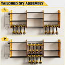 Power Tool Organizer with Charging Station Wall Mount, 3 Layer Expanded Heavy Duty Garage Organization, 45.5 Inch Length Garage Tool Storage, 8 Drills, 2 Assemble Method, Yellow by GreenHaven Gardens