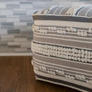 Pouf Ottoman, Square Hand Woven Loop and Striped Ottoman Pouf for Living Room or Bedroom, Floor Chair, Foot Rest or Decorative Home Decor by CozyNest Decor