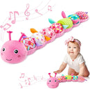 Baby Toys 0-6-12 Months,Infant Musical Stuffed Animals Activity Toys with Muti-Sensory Crinkle,Rattles,Baby Girl Toys Gifts for Newborn Tummy Time,Caterpillar,Pink by TinyTreasures Baby Boutique