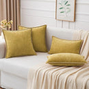 MIULEE Pack of 2 Couch Throw Pillow Covers 18x18 Inch Mustard Yellow Farmhouse Decorative Pillow Covers with Stitched Edge Soft Chenille Solid Dyed Fall Pillow Covers for Sofa Bed Living Room by CozyNest Decor