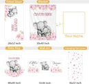 Personalized Crib Bedding Set, 5 Pcs Custom Nursery Bedding Sets with Name, Infant Bedding Set for Baby Girls, Pink Elephant Double Layer Baby Crib Set, Babies Toddlers Kids Customized Gifts by TinyTreasures Baby Boutique