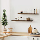 Fun Memories Farmhouse Floating Shelves - 8 Inch Deep Rustic Wood Wall Shelf - Premium Solid Pine Wood Storage Shelf for Kitchen Living Room Bedroom - 30" W x 8" D - Set of 2 - American Walnut by CozyNest Decor