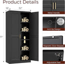 71" Tall Metal Pantry Cabinet, Black Kitchen Pantry Storage Cabinet with 4 Adjustable Shelves and Gold Handles, Cupboard for Kitchen, Dining Room, Living Room, Bathroom by CozyNest Decor