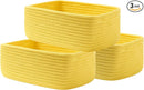 KALLAX Small Woven Basket, 12 x 8 x 4.5 Inches, Storage Basket for Organizing, Cute Small Rope Shelf Closet Cube Storage Bins Baskets for Shelves, Dog Toy Gift Baskets Empty, 3 Pack Yellow by TinyTreasures Baby Boutique