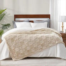 Cozy Bliss Tan Checkered Large Faux Rabbit Fur Twin Bed Blanket, Soft Fuzzy Fluffy Minky Furry Blankets for Couch, Bed, Adults (60 * 80 Inches Beige) by CozyNest Decor