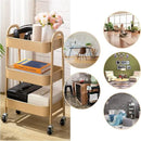 AGTEK Makeup Cart, Movable Rolling Organizer Cart, 3 Tier Metal Utility Cart with Lockable Wheels for Home & Office, Golden by CozyNest Decor