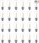 Meconard 24 Pack LED S14 Replacement Light Bulbs, Shatterproof Outdoor 1 Watt to Replace 11Watts String Incandescent Bulb, E26 Regular Medium Screw Base, 2200K Warm White, Non-Dimmable by GreenHaven Gardens