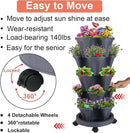 Vertical Planter, 5 Tier Stackable Strawberry Planter with Garden Tool Set, Movable Indoor/Outdoor Garden Herb Pot for Growing Vegetables and Succulents, Dark Gray by CozyNest Decor