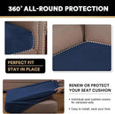 PrinceDeco Velvet Couch Cushion Cover Soft Stretch Cushion Slipcover for Chair Loveseat Sofa Cushion Furniture Protector Seat Cushion Sofa Cover (2 Piece Large Sofa Cushion Covers, Navy) by CozyNest Decor
