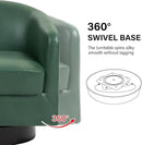 Swivel Barrel Accent Chair, Modern Round Faux Leather Arm Chair for Living Room, Bedroom, Comfy Club Reading Chairs for Adults(Faux Leather, Green, Set of 4) by CozyNest Decor