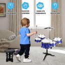 Toddler Drum Set Kids Jazz Drum Kit 8 Piece - Educational Percussion Musical Instruments Drum Toy Playset Christmas Birthday Gift for Boys Girls, Blue by TinyTreasures Baby Boutique