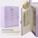 AKOZLIN Large Jewelry Box Organizer Functional Lockable with Big Mirror, Leather Jewelry Storage Case for Women Girls Ring Necklace Earring Bracelet Holder Organizer Violet by TinyTreasures Baby Boutique