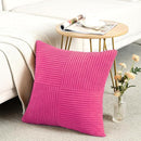 Fancy Homi 2 Packs Hot Pink Big Decorative Throw Pillow Covers 24x24 Inch for Living Room Couch Bed, Rustic Farmhouse Boho Home Decor, Soft Corss Corduroy Patchwork Accent Square Cushion Case 60x60 cm by CozyNest Decor
