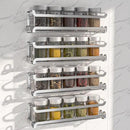 LUCYCAZ 4 Pack Wall Mounted Spice Rack with 16 Hooks, Spice Organizer Shelf for Stove Cabinet Pantry Door,Screw or Adhesive Spice Shelf Hanging Wall Spice Rack in Kitchen and RV (Silver, 4 PACK) by CozyNest Decor
