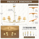 6 Light Boho Rattan Chandelier 44'' Brass Gold Chandelier Light Fixture Hand Woven Dining Room Chandeliers for Entryway Bedroom Living Room Bathroom by CozyNest Decor