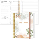 Daily Planner Undated - 8.5" x 11" To Do List Notebook Hourly Schedules, 150 Sheets/300 Pages Spiral Appointment Planner for Women and Men,PVC Hardcover, Inner Pocket, Elastic Closure, Rose Leaf by TinyTreasures Baby Boutique