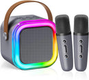 【2025 Newest】 Mini Karaoke Machine for Kids Girls & Boys - Portable Bluetooth Speaker with 2 Wireless Microphones - Kids Birthday Gifts for Ages 4-10 - Kids' Instrument Accessories - Space Gray by TinyTreasures Baby Boutique