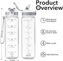 Hyeta 32oz Water Bottles with Straw - Stay Motivated and Hydrated with Convenient Times to Drink Markings, Durable, Leak-proof by CozyNest Decor