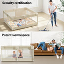 Fodoss Baby Playpen with Mat, Small Baby Play Pen(47x47inch), Playpen for Babies and Toddler (47×47inch Beige with mat) by TinyTreasures Baby Boutique