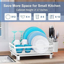 MOUKABAL Dish Drying Rack, Dish Rack, Large Dish Racks for Kitchen Counter, Drying Rack Kitchen with Removable Utensil Holder, Drainboard 16.9" x 12.9" x 5.9"(White) by CozyNest Decor