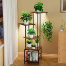 Plant Stand Indoor with Grow Light, 5-Tiered Tall Plant Stand Indoor, Metal Plant Shelf with Hanging Basket Hook and Adjustable Light, Ideal for Living Room, Garden, Patio (Black Brown) by GreenHaven Gardens