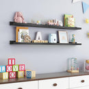 Picture Ledge Shelf for Wall, 48 inch Solid Pine Wood Nursery Book Shelves 2 Packs, Floating Ledge Shelves for Kids' Room Bedroom Bathroom Living Room Photo Frames Office Nursey Wall Decor, Black by TinyTreasures Baby Boutique