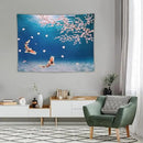 Japanese Koi Fish Tapestry, Cherry Blossoms Asian Oriental Blue Floral Branch Koi Fish Carp Tapestries Wall Hanging for Bedroom Living Room Office Decor 40"x30" by CozyNest Decor