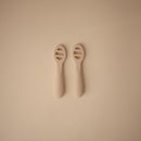 mushie Silicone First Feeding Baby Spoons | 2 Pack (Blush/Shifting Sand) by TinyTreasures Baby Boutique
