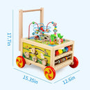 Wooden Activity Cube 7-in-1 Montessori Toy Multipurpose Educational Learning Toy for 1+ Year Old Baby Toddler Kid Boy First Birthday Gift Bead Maze Gear Number Animal Board Carrots Harvest Game by TinyTreasures Baby Boutique