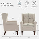 Lumibee High Back Accent Chair Set of 2,Upholstered Wingback Armchair with Solid Wood Legs for Small Spaces,Comfy Single Sofa Chair for Living Room,Bedroom,Office-Beige by CozyNest Decor