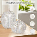 2Pcs Halloween Pumpkin Artificial Resin Pumpkins Decor for Mantel Harvest Autumn Tabletop Decoration Gold Fall Pumpkin Decorations Thanksgiving Table Centerpieces (Set A, ONE Size) by CozyNest Decor
