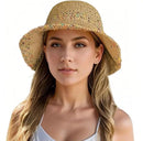 Floppy Big Beach Straw Hats for Women Foldable Summer Wide Brim Packable Sun Hat Womens Travel Straw Fedora Hat by GreenHaven Gardens